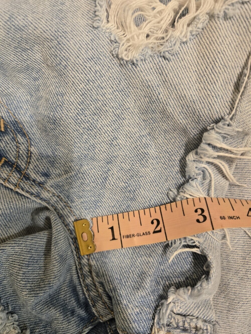 Abercrombie & Fitch Annie High Rise Distressed Denim Shorts Light WashSize 31/12 - Picture 9 of 9